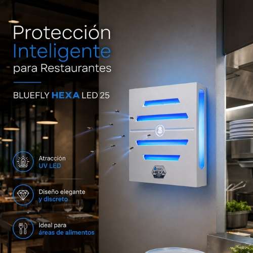 BLUEFLY® HEXA LED 25 – BLANCO | TRAMPA DE LUZ UV | CONTROL DE PLAGAS - Imagen 5